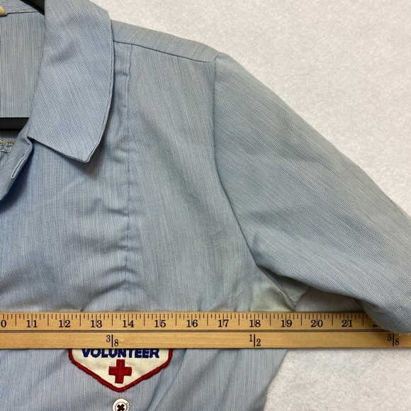 Vintage American Red Cross Volunteer  Dress L Blue White Uniform Stripe 1940s - Picture 9 of 14